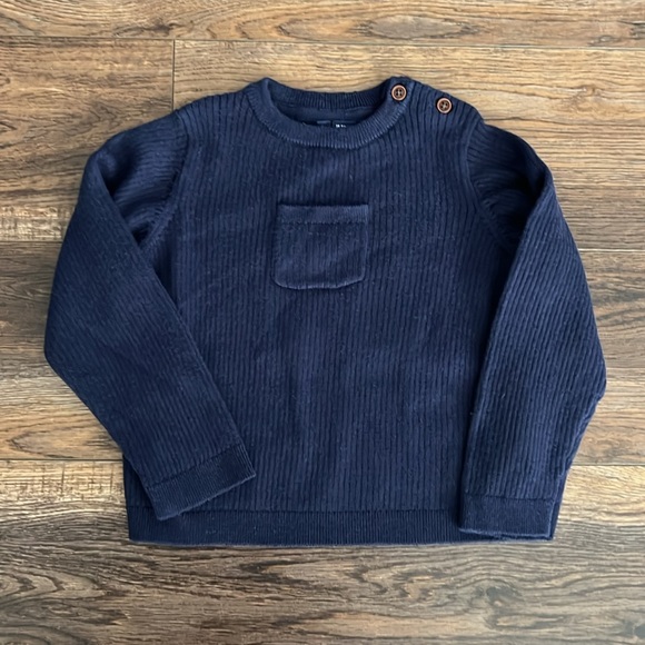 Janie and Jack size 18 to 24 months outfit. Light blue pant with a navy sweater. - Picture 4 of 12